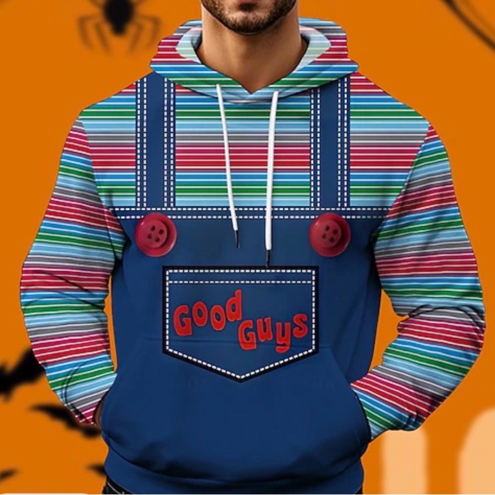 Good Guys Chucky Men’s Sweatshirt Costume for Cosplay of Halloween Size Large